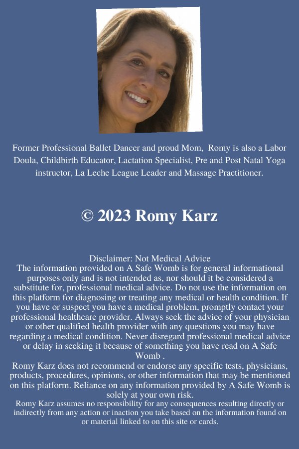 About Romy Karz — Labor Doula, Childbirth Educator, Lactation Specialist — and medical disclaimer.